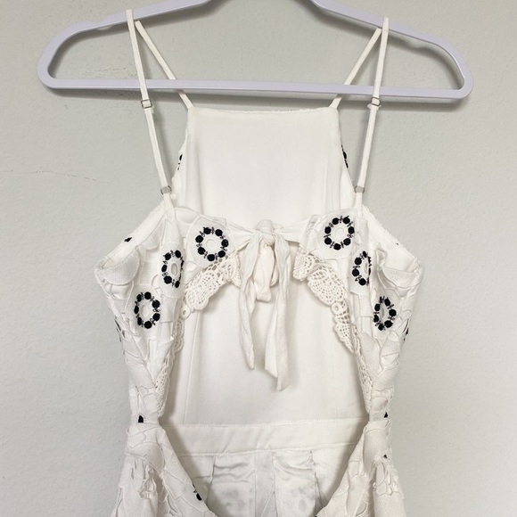 Lovers + Friends Forget Me Not White Floral Crochet Mini Dress Boho Sz Small - Picture 8 of 12